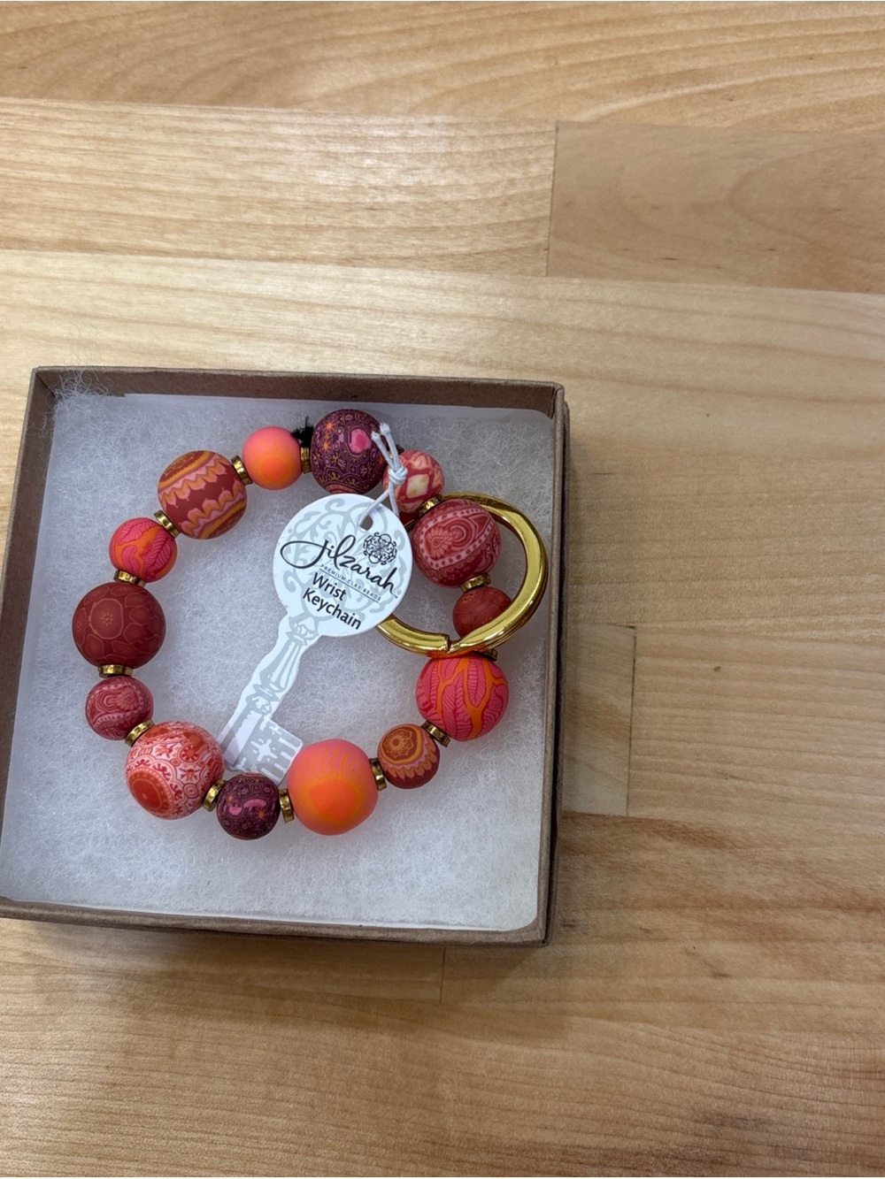 NEW JILZARAH Handmade Clay Beads SAVANNAH RED ORANGE 15mm SMALL Wrist Keychain